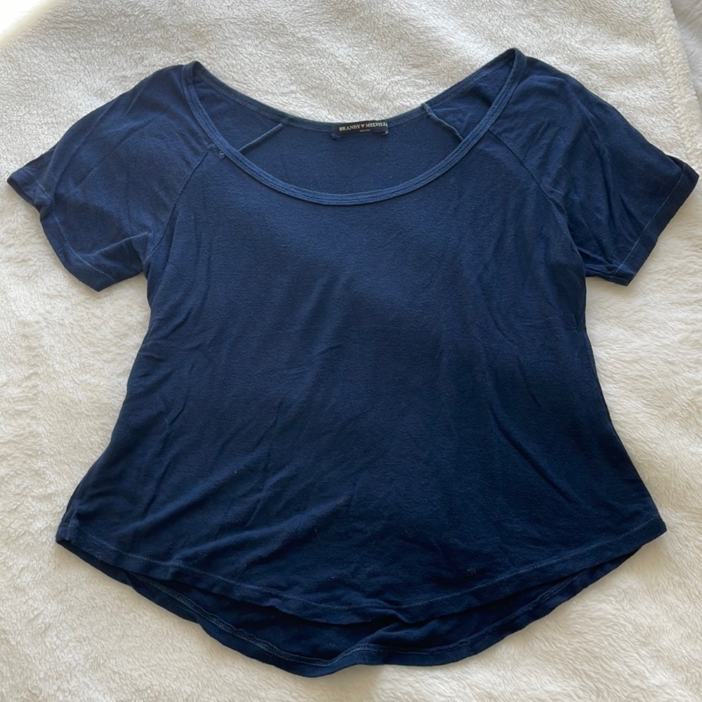 Dark blue brandy melville scoop neck t shirt